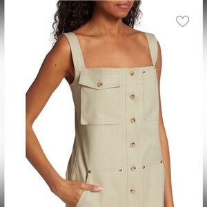 NWT HELMUT LANG Cotton-Blend Utility Mini Shirtdress Greige Size Small